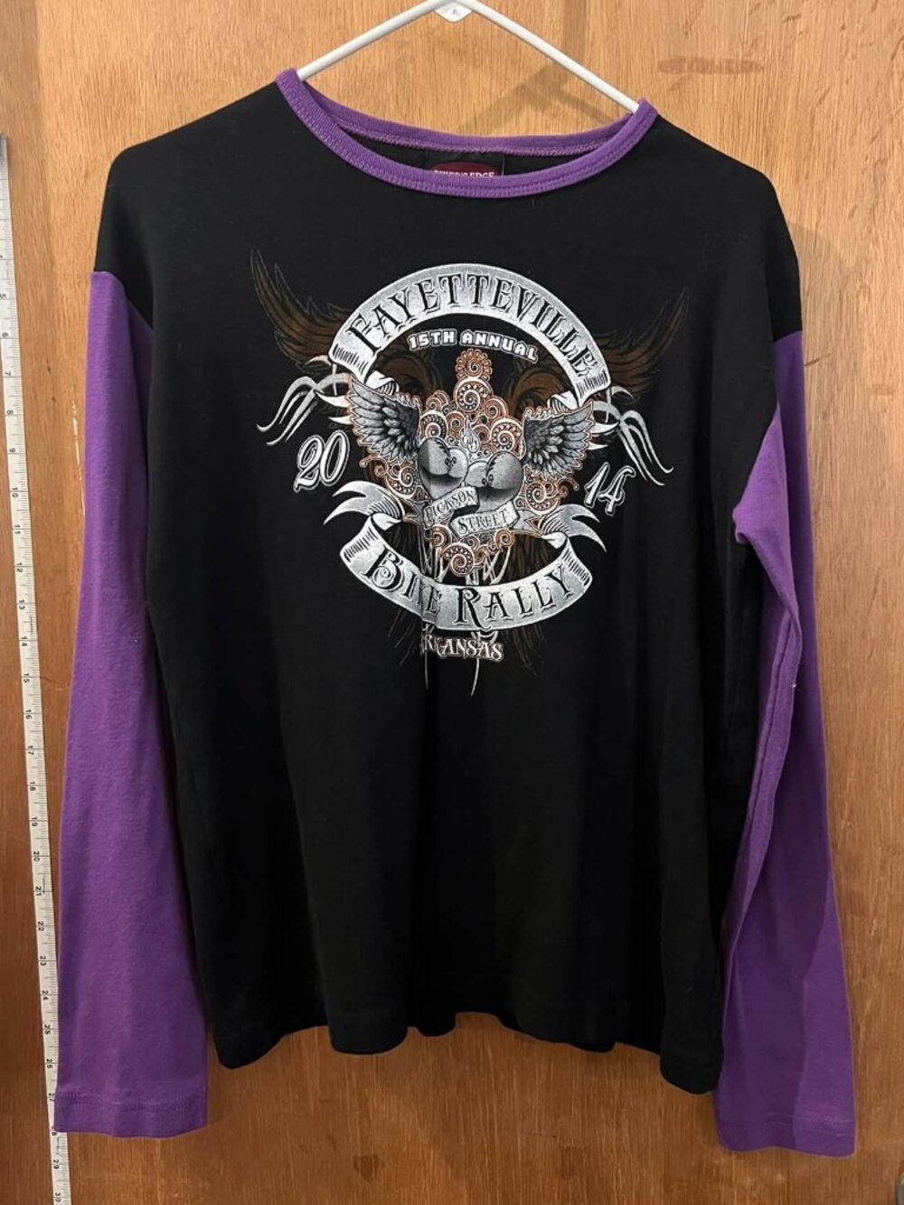 Size 2XL - Harley Davidson - Black Knit w/Long Purple Sleeve Fayetteville Bike R